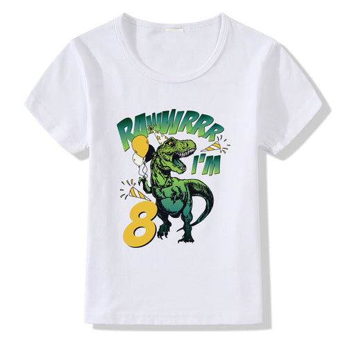 Children's T-shirt with colorful number 1-9 birthday design by Ancient Energy, made of soft fabric for kids.