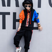 Boys spring suit by Ancient Energy featuring a long-sleeved sports two-piece set in Korean children's clothing style.
