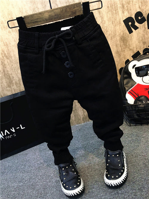 Boy's thickening velvet jeans by Ancient Energy featuring durable denim fabric and a comfortable fit for children.