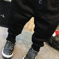 Boy's velvet jeans by Ancient Energy featuring thickening plus fabric and a classic children's jean style.