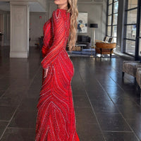 Ruba Sequin Modest Neckline with Long Side Organ Side Skirt