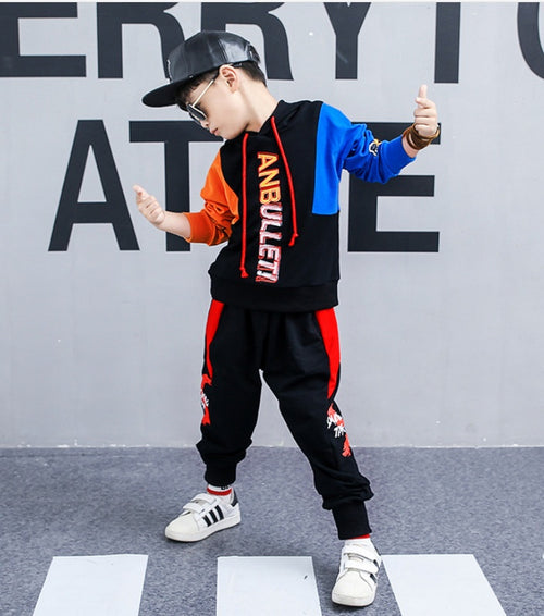 Ancient Energy boys' spring long-sleeved sports suit, Korean children's clothing, two-piece outfit for big boys, casual and comfortable.