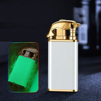 Creative Blue Flame Lighter Dolphin Dragon Tiger Double Fire Metal Winproof Lighter Inflatable Lighter - MANDOTOS