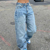 Slim fit European and American fashion jeans for women by Ancient Energy, showcasing a stylish denim look.