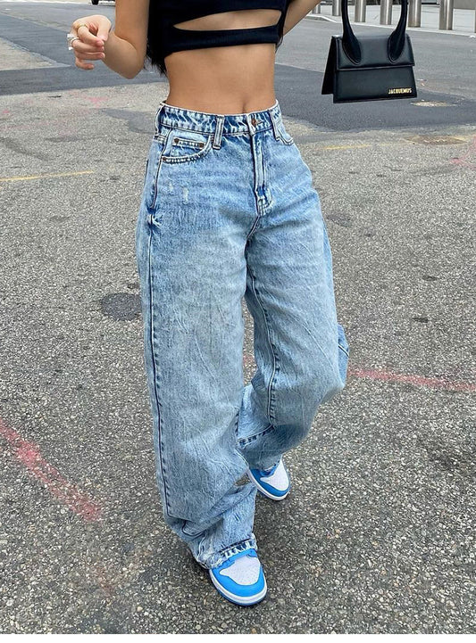 Slim fit European and American fashion jeans for women by Ancient Energy, showcasing a stylish denim look.