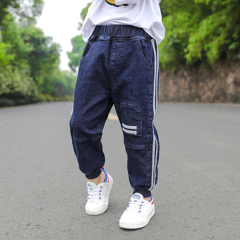 Ancient Energy CUHK Kids' fashion straight casual pants in neutral color, shown on a child model with a comfortable fit.