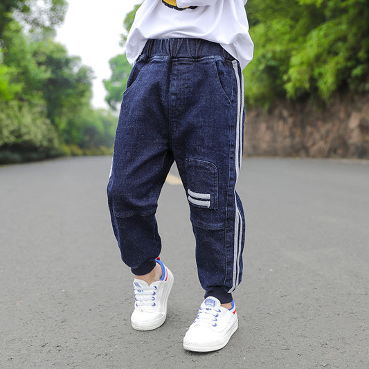 Ancient Energy CUHK Kids' fashion straight casual pants in neutral color, shown on a child model with a comfortable fit.
