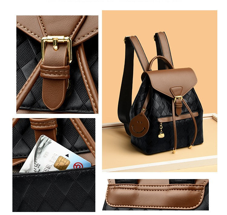 Female leather backpack by Ancient Energy, casual multifunction women’s shoulder backpack for school, travel, and everyday use.