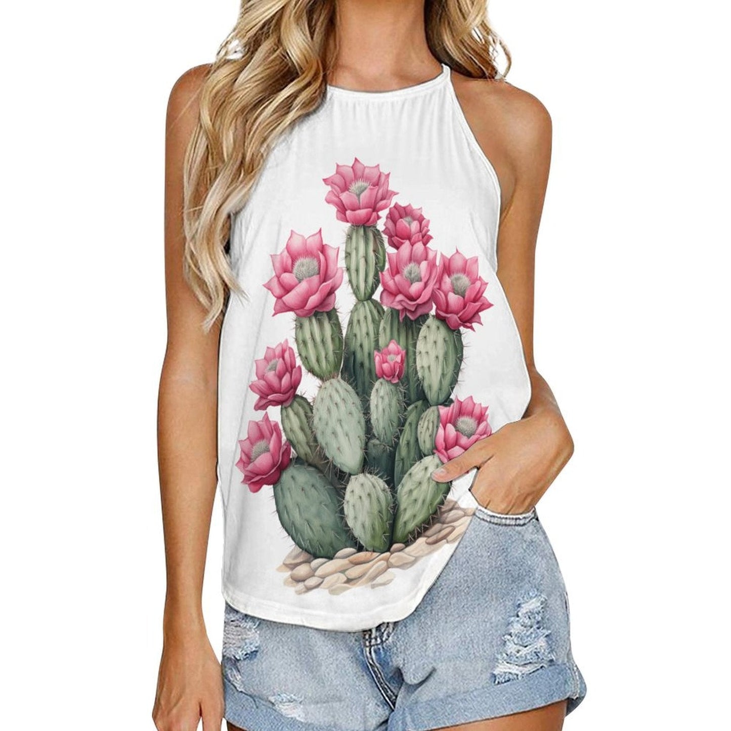 Soft and Stylish Sleeveless Round Neck Top in Polyester-Spandex Blend - Tanks & Camis