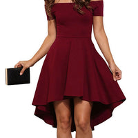 One Shoulder Short Sleeve And Large Swallowtail Skirt