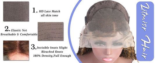 4/27 Highlight Ombre Deep Wave HD Lace Front Wig 180 Density Curly 30 nch 13x5 Brown 13x6 Lace Frontal Human Hair Wig Brazilian - MANDOTOS