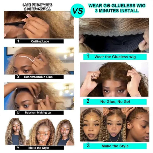 4/27 Highlight Ombre Deep Wave HD Lace Front Wig 180 Density Curly 30 nch 13x5 Brown 13x6 Lace Frontal Human Hair Wig Brazilian - MANDOTOS