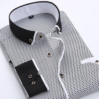 Slim-fit Business Dress Men's Shirt Fashionable Printed Thin Casual Shirt Youth Long-sleeved Fashionable All-match Top for Men
