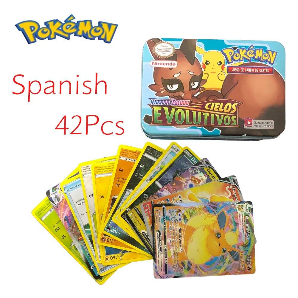 42pcs/set Iron Metal Box Pokemon TAKARA TOMY Battle Toys Lost Origin Pokemons Box with Pikachu Game Anime Bank Cards for Childre - MANDOTOS