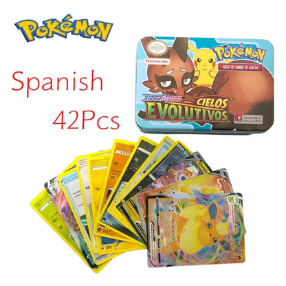 42pcs/set Iron Metal Box Pokemon TAKARA TOMY Battle Toys Lost Origin Pokemons Box with Pikachu Game Anime Bank Cards for Childre - MANDOTOS