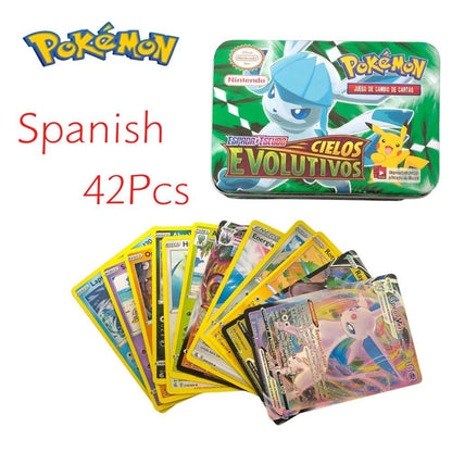 42pcs/set Iron Metal Box Pokemon TAKARA TOMY Battle Toys Lost Origin Pokemons Box with Pikachu Game Anime Bank Cards for Childre - MANDOTOS