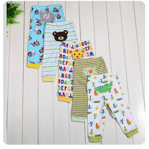 Five-piece set of children's leggings with colorful cartoon print by Ancient Energy, featuring playful and vibrant designs.