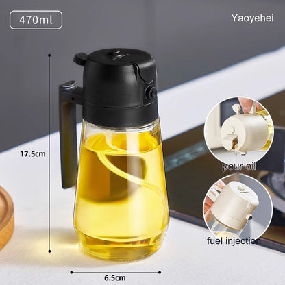 470ML Olive Oil Sprayer Dispenser For Cooking BBQ 2 In 1 Glass Oil Vinegar Soy Sauce Spray Kitchen Oil Bottle For Air Fryer - MANDOTOS