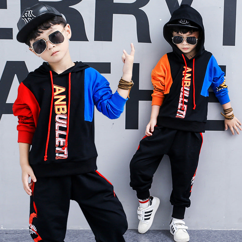 Ancient Energy boys' spring long-sleeved sports two-piece suit, Korean children's clothing, casual outfit for boys.