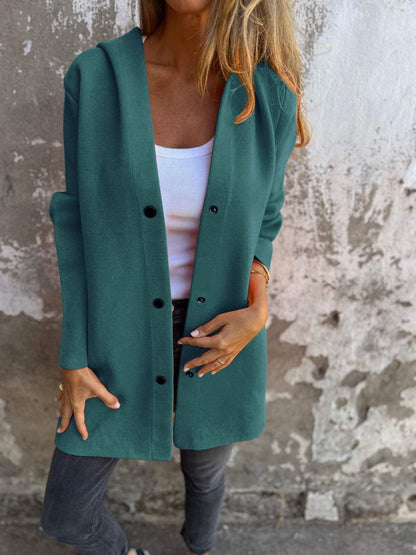 Casual Hooded Single-Breasted Cardigan Fashion Loose Solid Color Jacket Spring And Autumn Women's Clothing - MANDOTOS