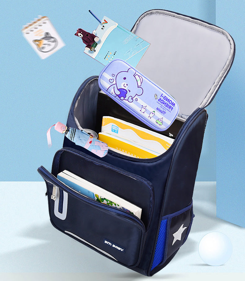 Ancient Energy primary school backpack for kids aged 6-12, featuring colorful design and adjustable straps for young students.