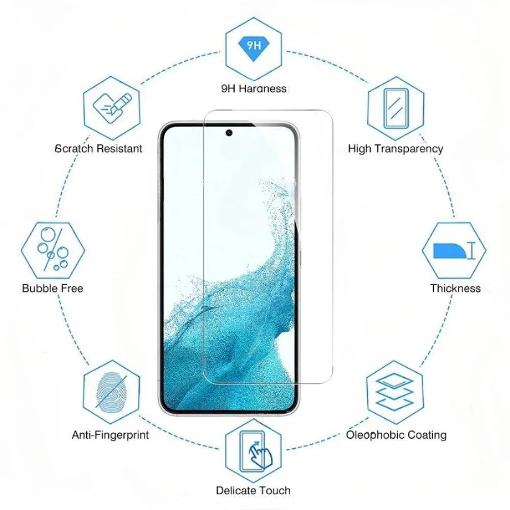 4pcs Full Cover Tempered Glass For Samsung Galaxy S24 S22 S21 S20 FE Plus 5G Screen Protector Glass Sansung S22+ Protective Film - MANDOTOS