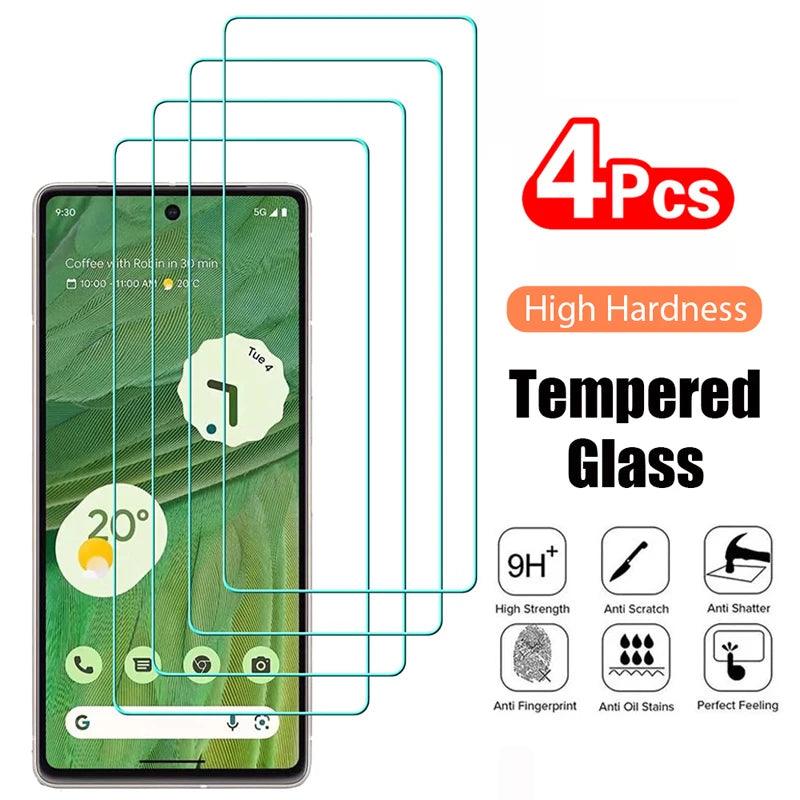 4PCS Tempered Glass for Google Pixel 9 8 Pro 9A 8A 7 7A 6 6A 5 4A 4 XL 3 9H Protective Transparent Screen Protector Film Glass - MANDOTOS