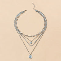 Chunky Gold Necklace Chunky Charm Necklace For Women Layered Gold Necklace For Women Silver Coin Necklace Jewelry Gifts For Women - MANDOTOS