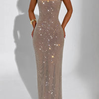 Sexy Double-shoulder Strap Sequins Net Drill Suspenders Dress