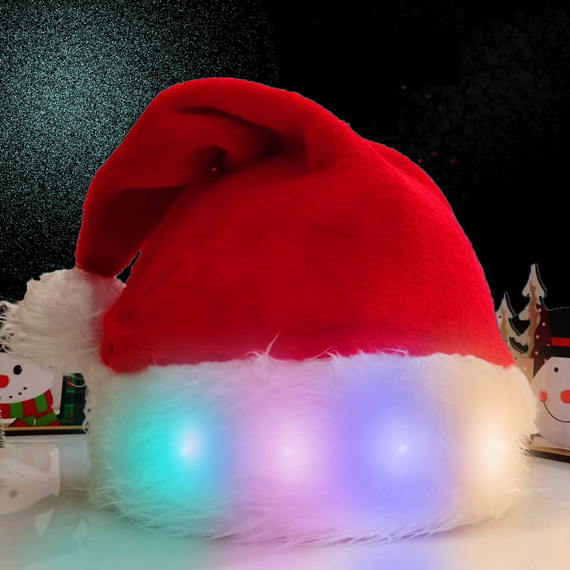 Christmas Hat LED Light Plush Children's Adult Christmas Decorations Christmas Supplies Luminous Santa Hat Home Decoracion - MANDOTOS