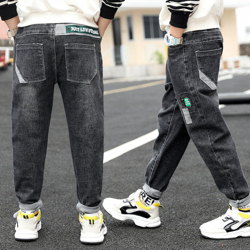 Ancient Energy boys' autumn and winter velvet one-piece jeans, comfortable and warm for cold weather.