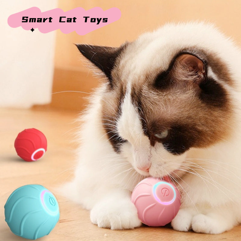 Smart Cat Toys Rolling Ball Pet Cat Owner Interactive Pets Toys Automatic Bouncing Ball USB Self Hi Teasing Kittens Jumping Ball - MANDOTOS