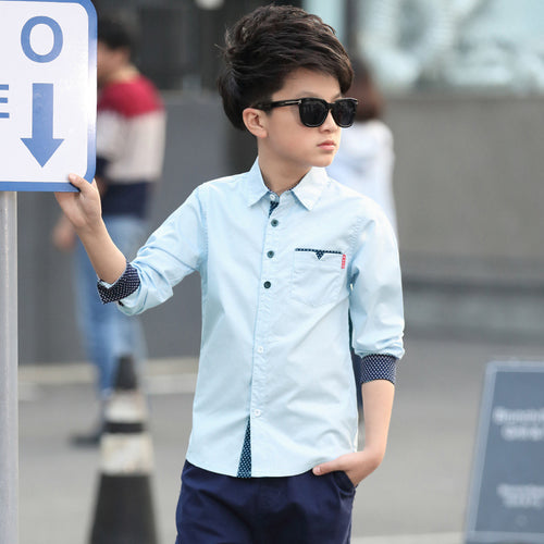Ancient Energy trendy polka dot shirt with fan lapel for students, suitable for spring and autumn fashion.