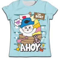 Children's boy T-shirt by Ancient Energy featuring a soft fabric and cute cat cartoon pattern, casual and comfortable for everyday wear.