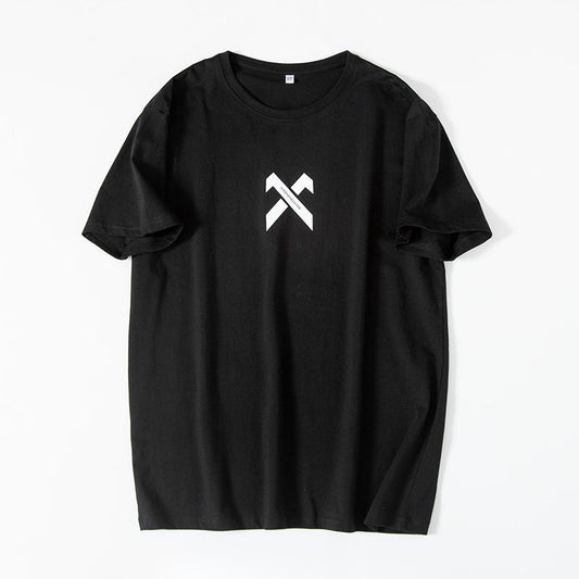 Ancient Energy hip-hop T-shirt for middle school students, pure cotton, half-sleeved casual clothing, black with graphic design.
