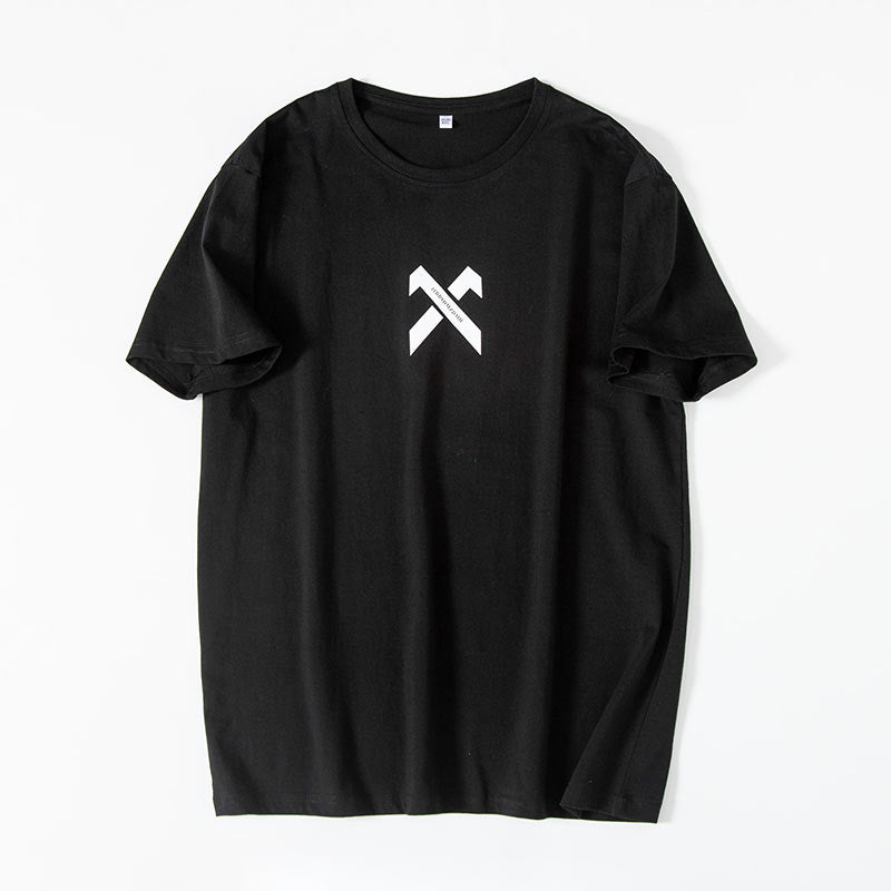 Ancient Energy hip-hop T-shirt for middle school students, pure cotton, half-sleeved casual clothing, black with graphic design.