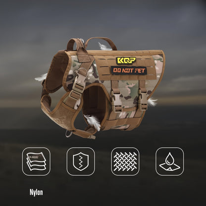 No Pull Tactical Dog Harness - Adjustable Molle Vest with Hook & Loop Panels, Handle for Training Walking Hunting Work Dogs - MANDOTOS