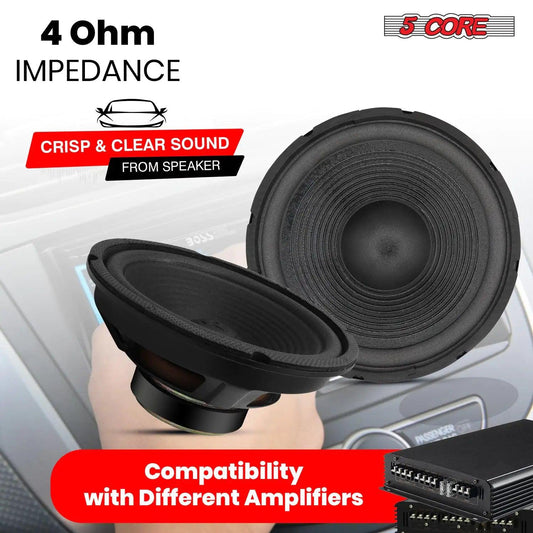 5Core 8 Inch Subwoofer Speaker 500W Peak 4 Ohm Replacement Car Bass Sub Woofer 2 Pcs - MANDOTOS