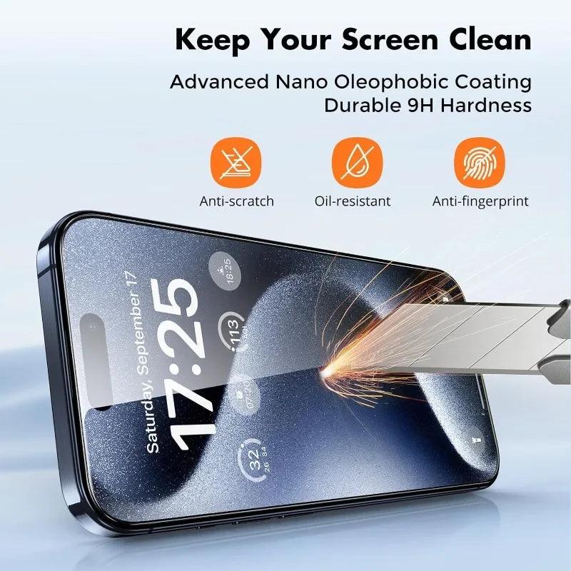 5pcs Tempered Glass For iPhone 15 Pro Max Screen Protector For iphone 14 13 12 11 16 7 8 Plus X XR XS Max Mini Protective Glass - MANDOTOS