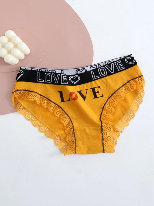 5pcs women cotton Panties Fashion Letter Printed Belt Ladies underwear Breathable Intimates Lingeries - MANDOTOS