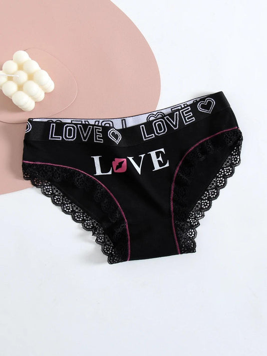 5pcs women cotton Panties Fashion Letter Printed Belt Ladies underwear Breathable Intimates Lingeries - MANDOTOS