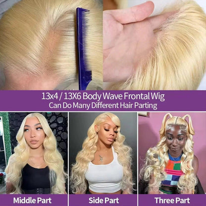 613 hd Lace Frontal Wig 13x6 Lace Frontal Wig Human Hair for Women Blonde Human Hair Wig 13x4 Body Wave Lace Front Wigs on Sale - MANDOTOS