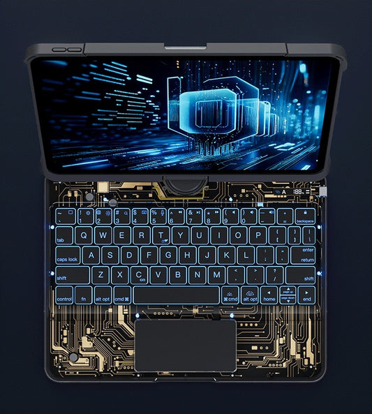360 Swivel Keyboard Clear Case For IPad Smart Trackpad Bluetooth-compatible Keyboard Case Cover With Pen Slot - MANDOTOS