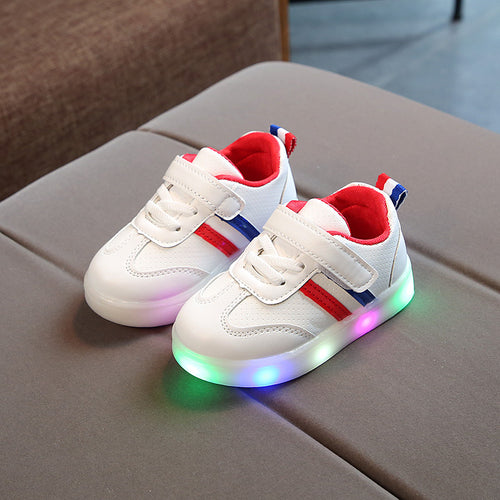 Ancient Energy Kimmy White LED Sneakers Shoes with glowing soles and casual sporty design for stylish comfort.