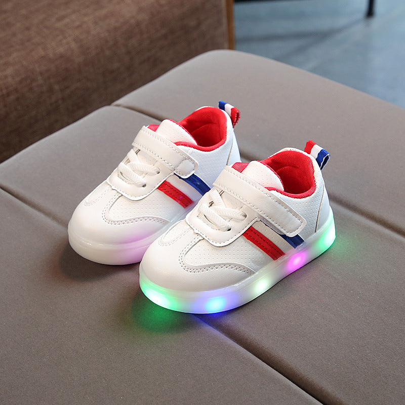 Ancient Energy Kimmy White LED Sneakers Shoes with glowing soles and casual sporty design for stylish comfort.