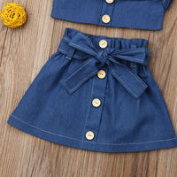 Children's girls' suspender skirt by Ancient Energy, featuring a stylish design with adjustable suspenders and a playful, colorful pattern.