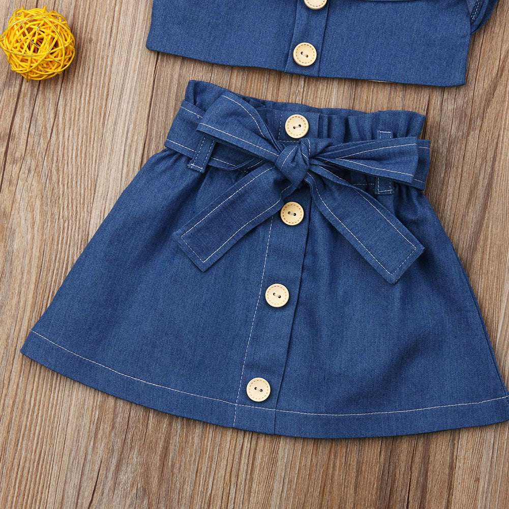 Children's girls' suspender skirt by Ancient Energy, featuring a stylish design with adjustable suspenders and a playful, colorful pattern.
