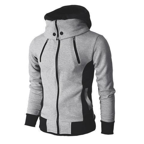 "Men's Zip UP Hooded Jacket Fake Two Piece Sports Cardigan Casual Slim Sweatshirt Jacket - MANDOTOS"