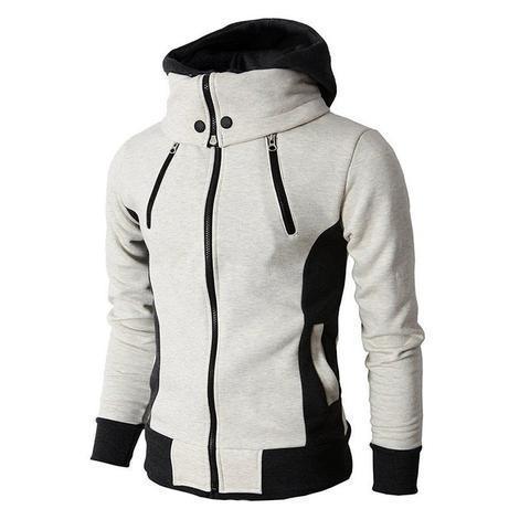 "Men's Zip UP Hooded Jacket Fake Two Piece Sports Cardigan Casual Slim Sweatshirt Jacket - MANDOTOS"