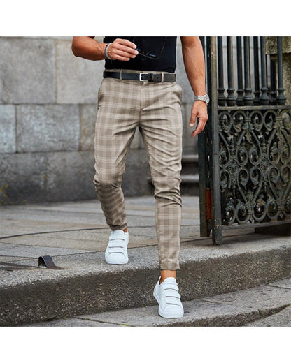 "Plaid Print Pants Men's Casual Trousers Loose And Thin - MANDOTOS"